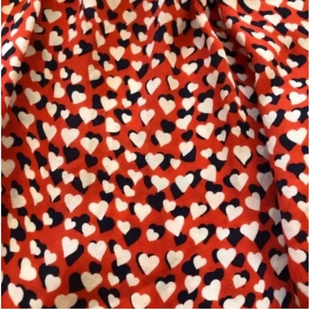 J. Crew Heart Print Off-the-Shoulder Silk Blouse